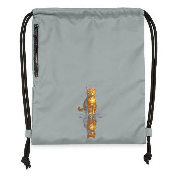 Orange cat artist at the water level - Gymsac made from recycled material - mineral charcoal grey - Front