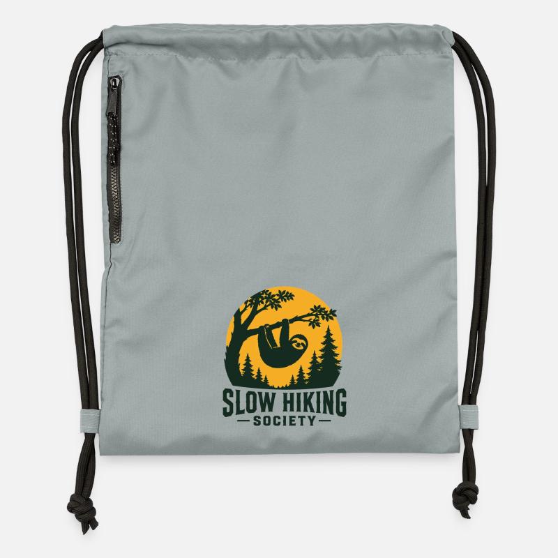 Slow Hiking Sloth  - Gymsac made from recycled material - mineral charcoal grey