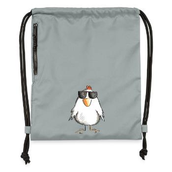 Huhn mit cooler Sonnenbrille - Hahn - Gockel - Turnbeutel aus Recycling-Material - Steingrau mineral wash - Vorne