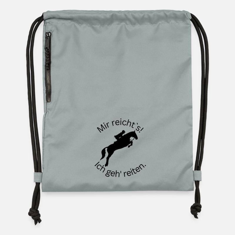 ! J’en ai assez! Je fais de l’équitation - saut d’obstacles - Sac à cordon en polyester recyclé - gris fer délavé