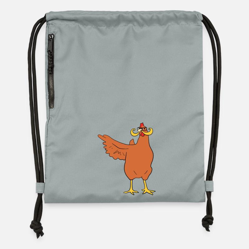 Pas de poulet ici - Sac à cordon en polyester recyclé - gris fer délavé