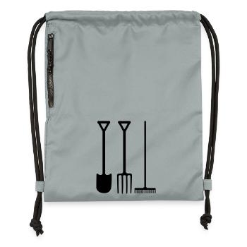 Outils de jardin pelle râteau et fourche - Sac à cordon en polyester recyclé - gris fer délavé - Devant