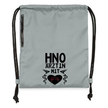 HNO Ärztin mit Herz Geschenk - Turnbeutel aus Recycling-Material - Steingrau mineral wash - Vorne