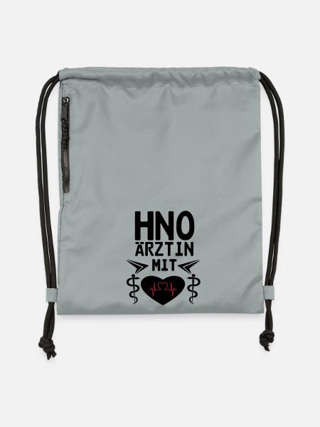 HNO Ärztin mit Herz Geschenk - Turnbeutel aus Recycling-Material - Steingrau mineral wash