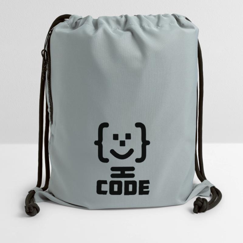 Logo du code du programmeur principal avec texte CODE Sac à cordon en polyester recyclé
