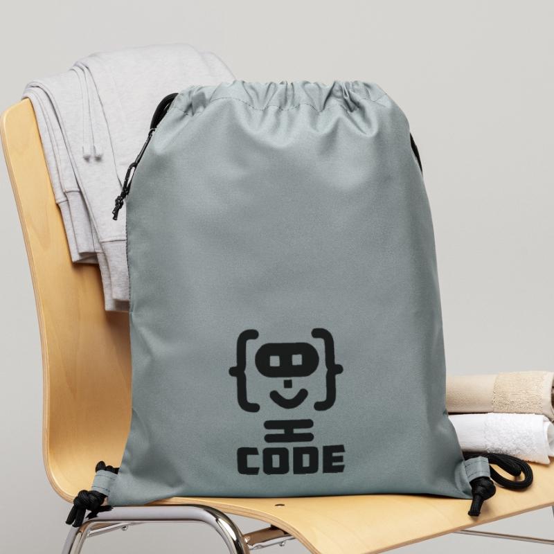 Hacker-Programmierer-Code-Logo mit Text CODE Turnbeutel aus Recycling-Material