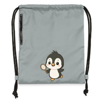 Süßer Pinguin Tennis Spieler Cartoon Chibi Sport - Turnbeutel aus Recycling-Material - Steingrau mineral wash - Vorne