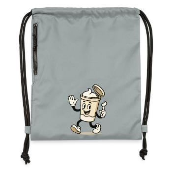 Cream Mug Comic - Gymsac made from recycled material - mineral charcoal grey - Front