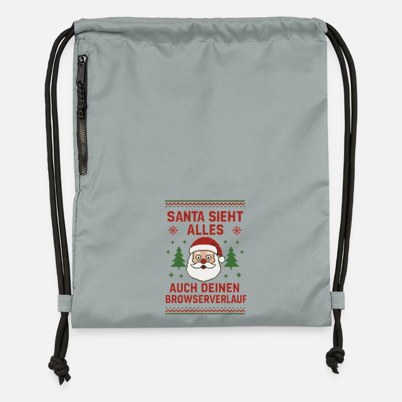 Le Père Noël voit tout - Sac à cordon en polyester recyclé - gris fer délavé