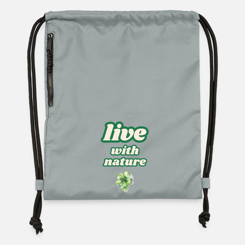 Vivre avec Nature Clover Design - Sac à cordon en polyester recyclé - gris fer délavé