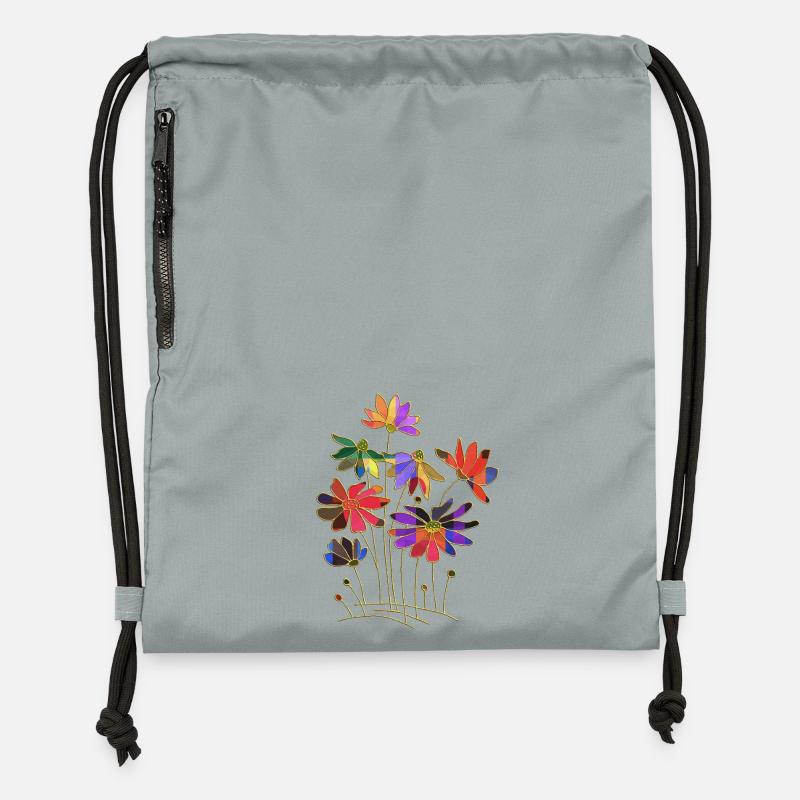 Fleur - Sac à cordon en polyester recyclé - gris fer délavé