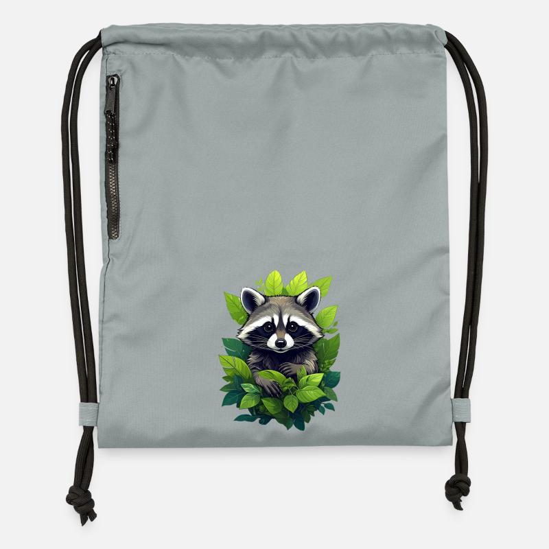 Un raton laveur dans la forêt - Sac à cordon en polyester recyclé - gris fer délavé
