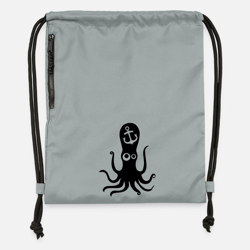 anchor with oktopus - Gymsac made from recycled material - mineral charcoal grey