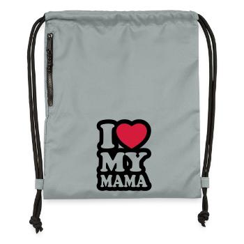 I love my mama - Ich liebe meine Mutter - Turnbeutel aus Recycling-Material - Steingrau mineral wash - Vorne