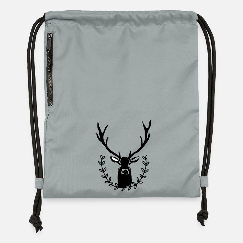 Cerf avec couronne de laurier - Sac à cordon en polyester recyclé - gris fer délavé