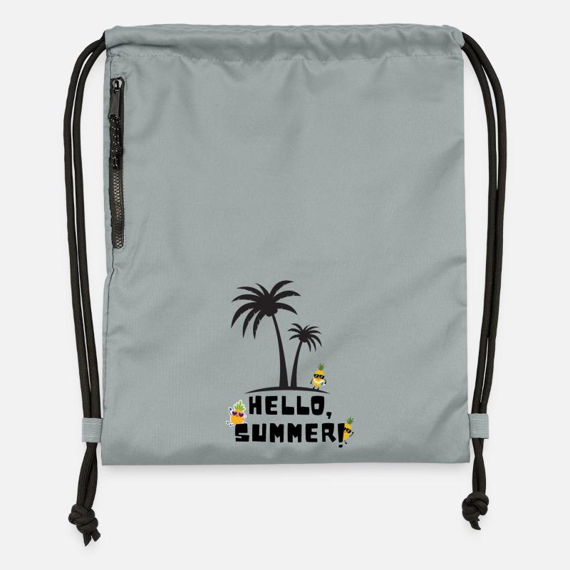 Hello summer - Turnbeutel aus Recycling-Material - Steingrau mineral wash