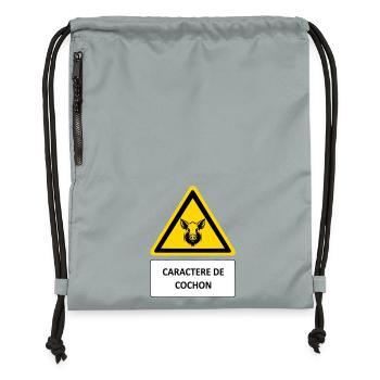 Pig character - Gymsac made from recycled material - mineral charcoal grey - Front