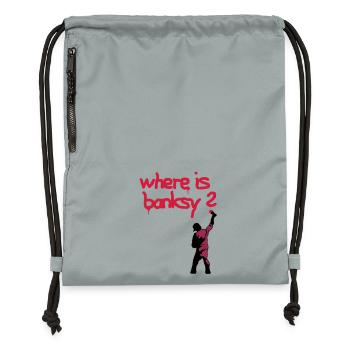 where is banksy - Turnbeutel aus Recycling-Material - Steingrau mineral wash - Vorne