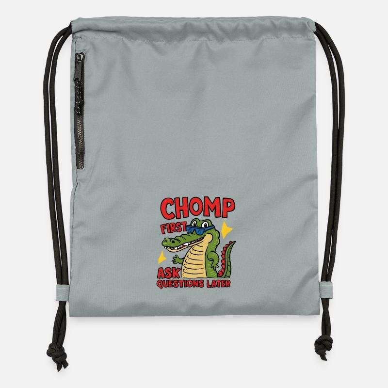Chomp First, Ask Questions Later - Gymsac made from recycled material - mineral charcoal grey