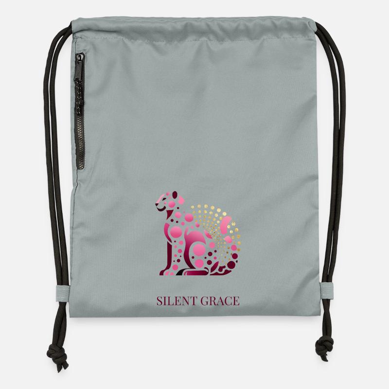 Silent Grace - Élégant design de chat rose avec - Sac à cordon en polyester recyclé - gris fer délavé