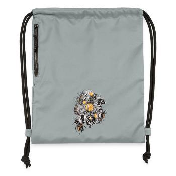 Noir Blossoms Orange Accents - Gymsac made from recycled material - mineral charcoal grey - Front