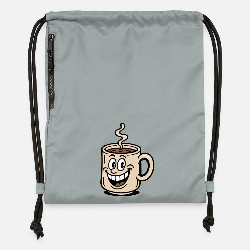 Tasse à café Bande dessinée - Sac à cordon en polyester recyclé - gris fer délavé