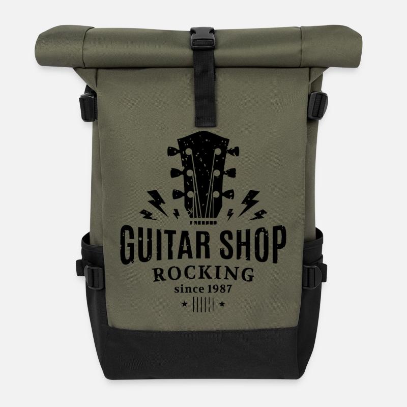 Guitar shop - Roll Top Backpack - olive/black