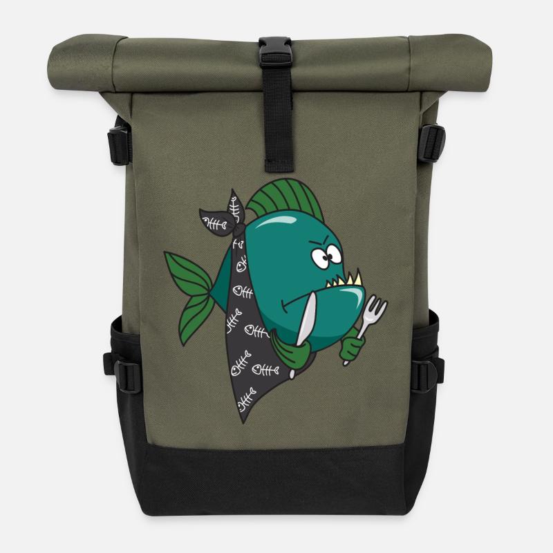 Piranha - Sac à dos roll top - olive/noir