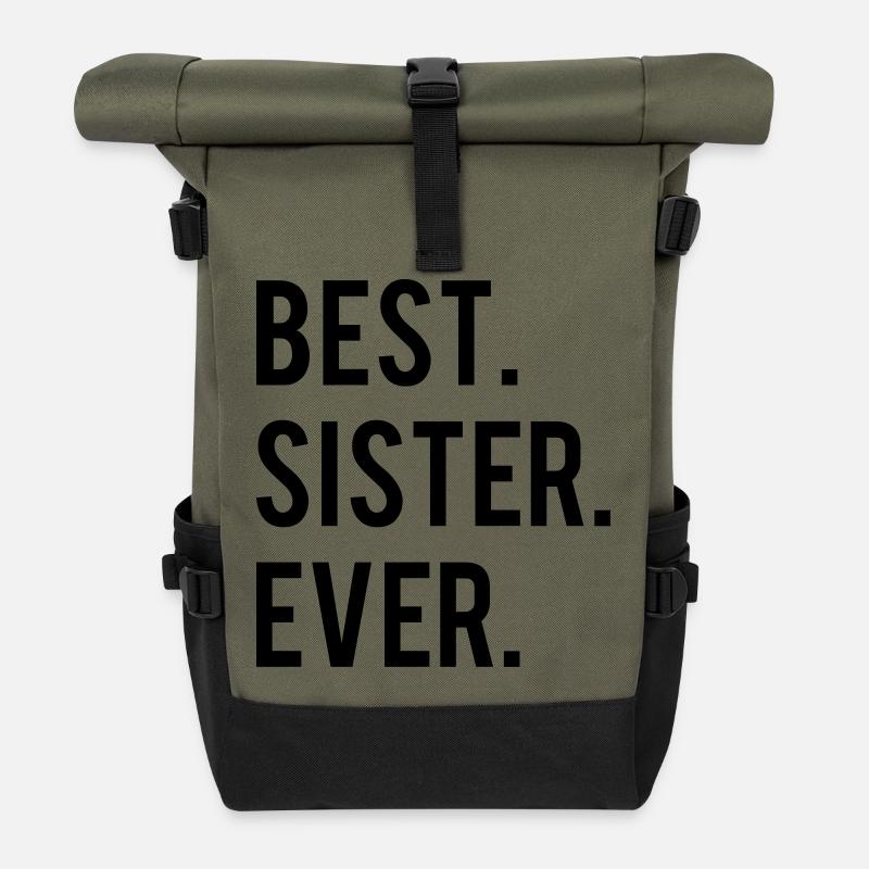 Best Sister Ever - Rolltop Rucksack - Olive/Schwarz