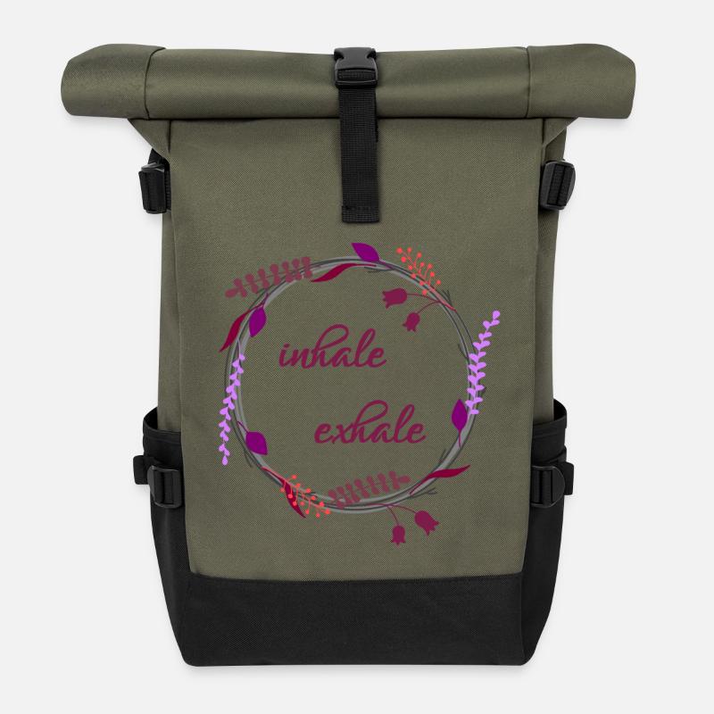 Inhale ... Exhale ... - Roll Top Backpack - olive/black