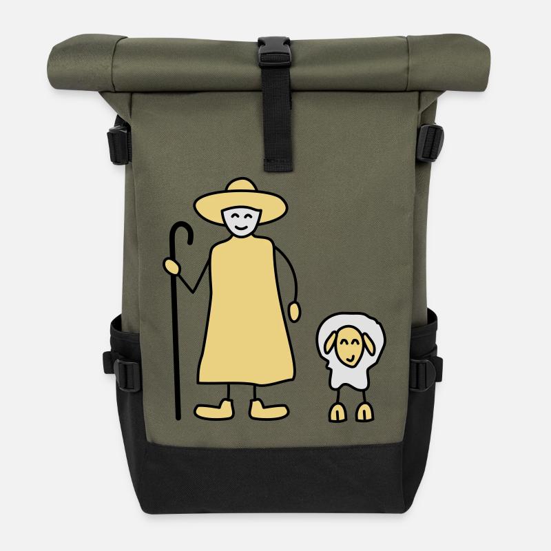schaefer schafe tier beruf - Rolltop Rucksack - Olive/Schwarz