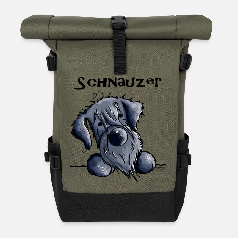 Süßer Schnauzer - Rolltop Rucksack - Olive/Schwarz