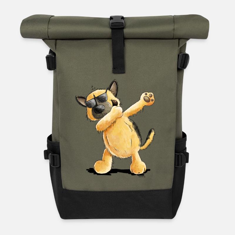 Dab Dance Deutscher Schäferhund - Rolltop Rucksack - Olive/Schwarz