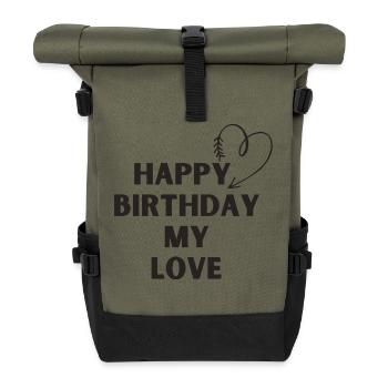 Joyeux anniversaire mon amour - Sac à dos roll top - olive/noir - Devant