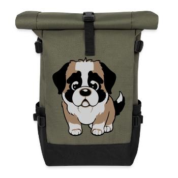 St. Bernard dog - Roll Top Backpack - olive/black - Front