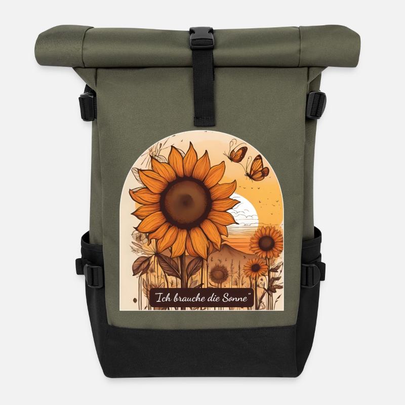 Sonnenschein für die Seele - Rolltop Rucksack - Olive/Schwarz