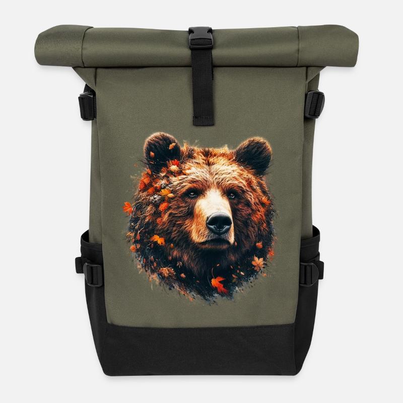 Bär - Rolltop Rucksack - Olive/Schwarz