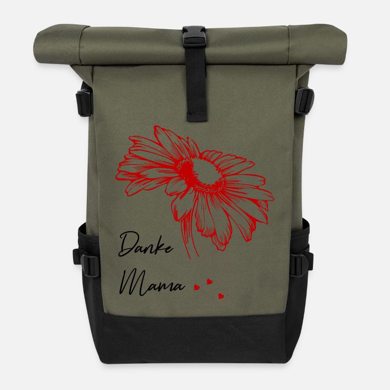 Muttertag Danke Mama - Rolltop Rucksack - Olive/Schwarz