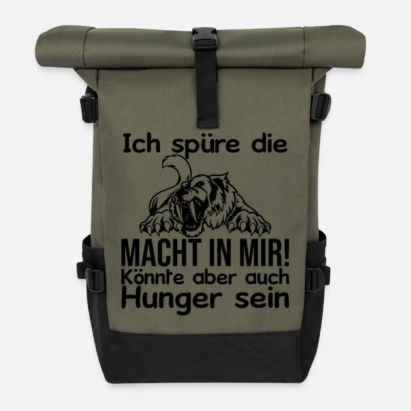 Ich spüre Macht in mir oder ist das Hunger - Rolltop Rucksack - Olive/Schwarz