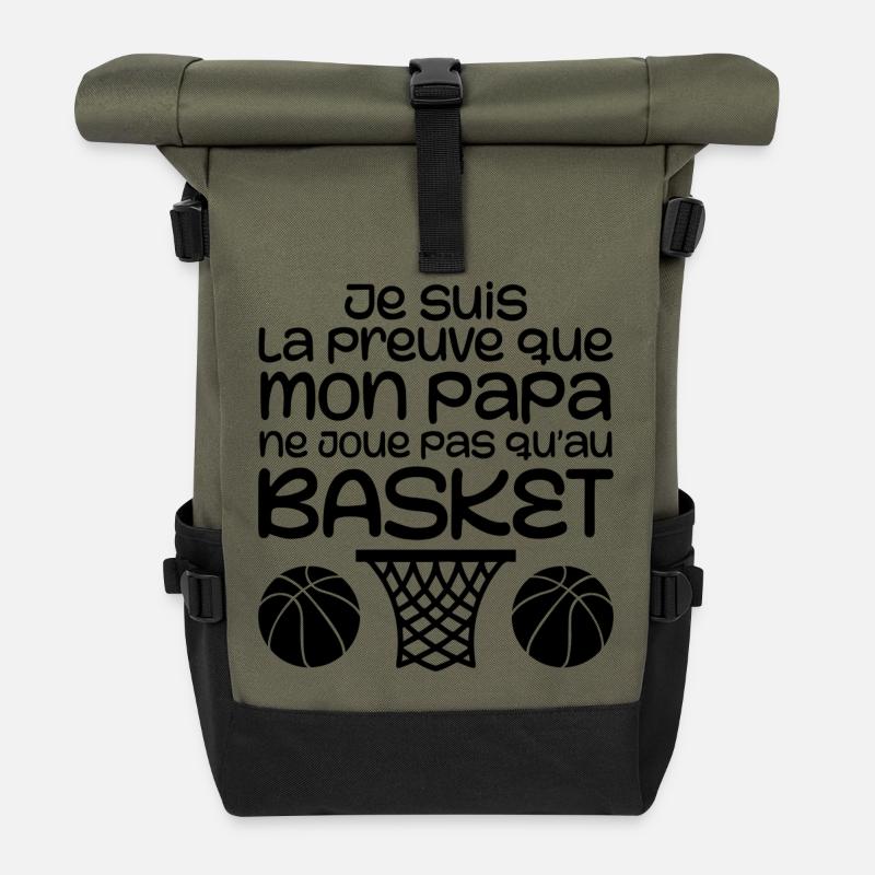 Mon papa ne joue pas toujours au basket - Sac à dos roll top - olive/noir