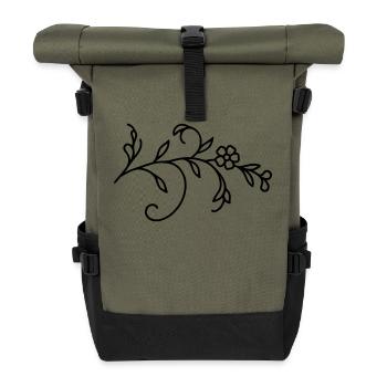 Blumenranke Blätter - Rolltop Rucksack - Olive/Schwarz - Vorne