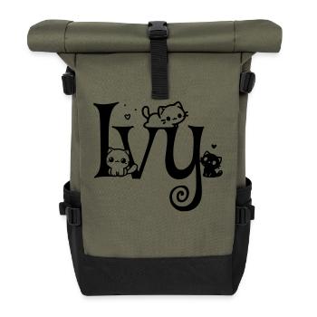 Ivy Name First Name Kitten Name - Roll Top Backpack - olive/black - Front