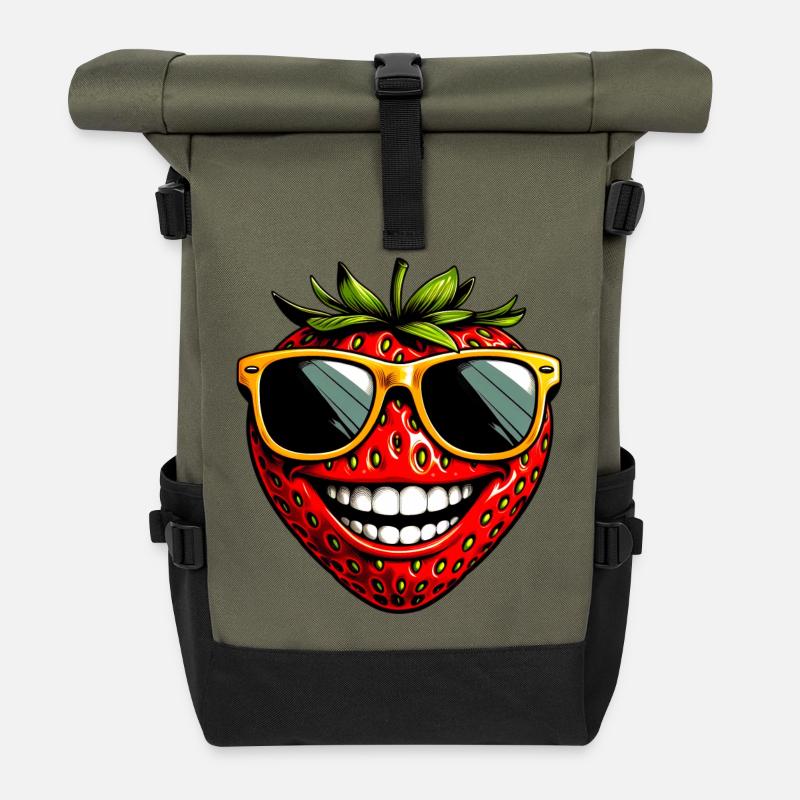 Erdbeeren Erdbeeren - Rolltop Rucksack - Olive/Schwarz