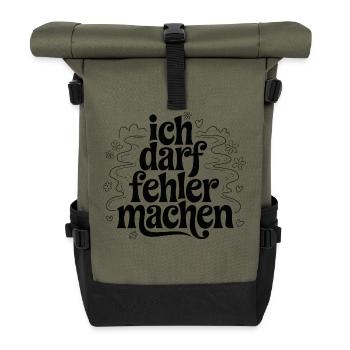 Ich darf fehler machen für einen Optimisten - Rolltop Rucksack - Olive/Schwarz - Vorne