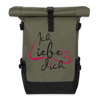I Love You Scripture - Roll Top Backpack - olive/black - Front