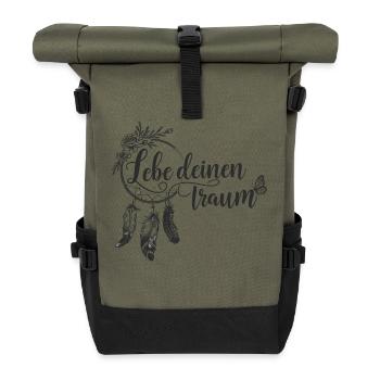 Lebe deinen Traum für einen Optimisten - Rolltop Rucksack - Olive/Schwarz - Vorne