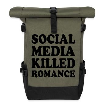 social media killed romance - Rolltop Rucksack - Olive/Schwarz - Vorne