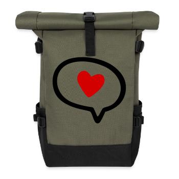 Speech bubble with heart - Roll Top Backpack - olive/black - Front