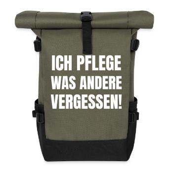 Ich pflege was andere vergessen! - Rolltop Rucksack - Olive/Schwarz - Vorne
