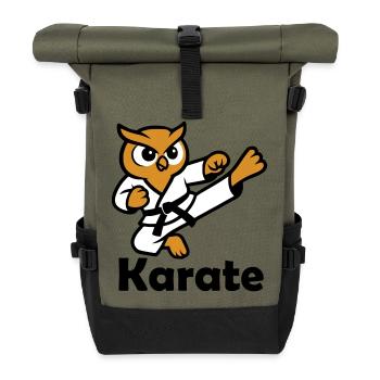 Karate Owl - Roll Top Backpack - olive/black - Front